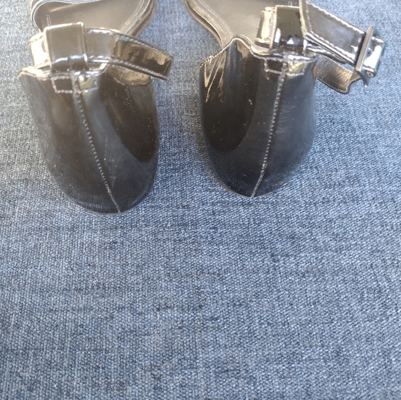 SANDRO Paris Black Patent Leather Open toe chain leather sandals, 38 US 7.5 NWOB - Picture 5 of 8